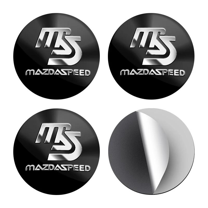4X Car Wheel Center Hub Cap Badge Emblem Decal Wheel Sticker For Mazda 2 3 5 6 M5 Ms CX-4 CX-5 CX6 M3 M6 MX3 MX5 Car Accessories