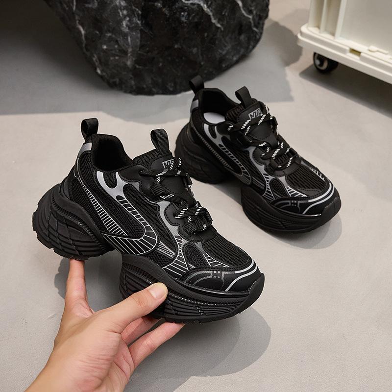 Small Size Platform Silver Fashion Dad Shoes Women's New Versatile Casual Shoes Heightening Lightweight Sports Shoes Trendy Shoes