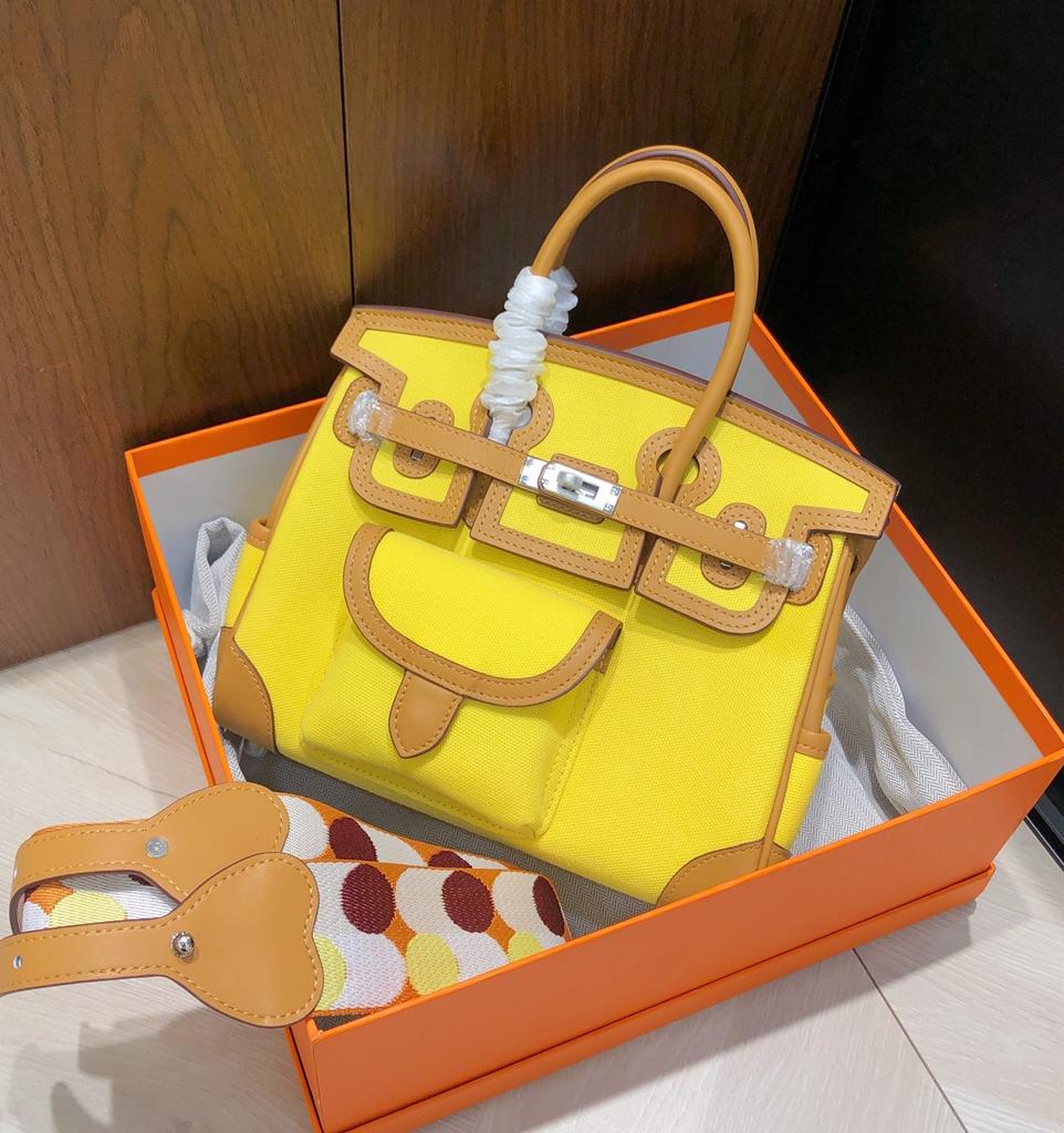 Haute couture version 2025 new cargo platinum bag canvas splicing leather women's handbag shoulder messenger bag