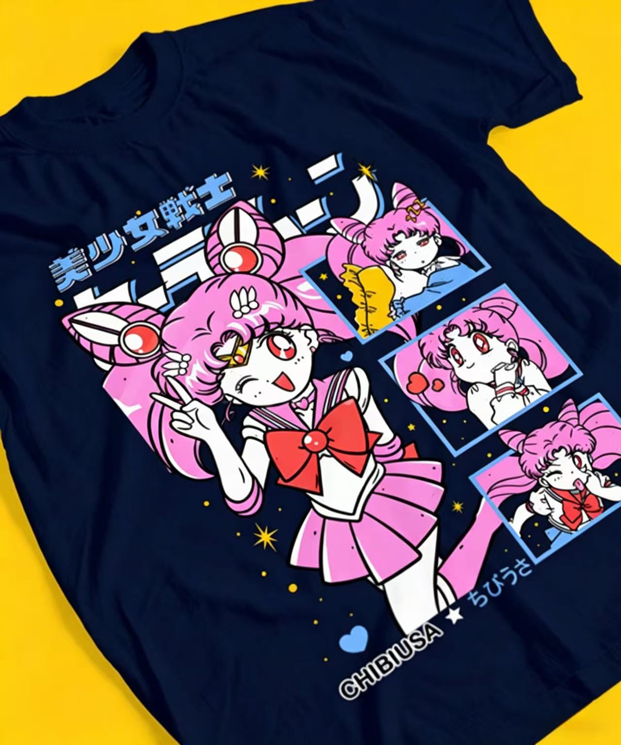 

Summer 2026Sailor Moon Chibiusa Themed Retro and Cool 100 Pure Cotton Printed Loose Tshirt for Unisex and Women Parentchild Top 4XL