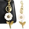 Keychain Pendant Sparkling Rhinestones Inlaid Flower Shape Key Chain with Lobster Clasp Hanging Design Keyring Backpack Accessory