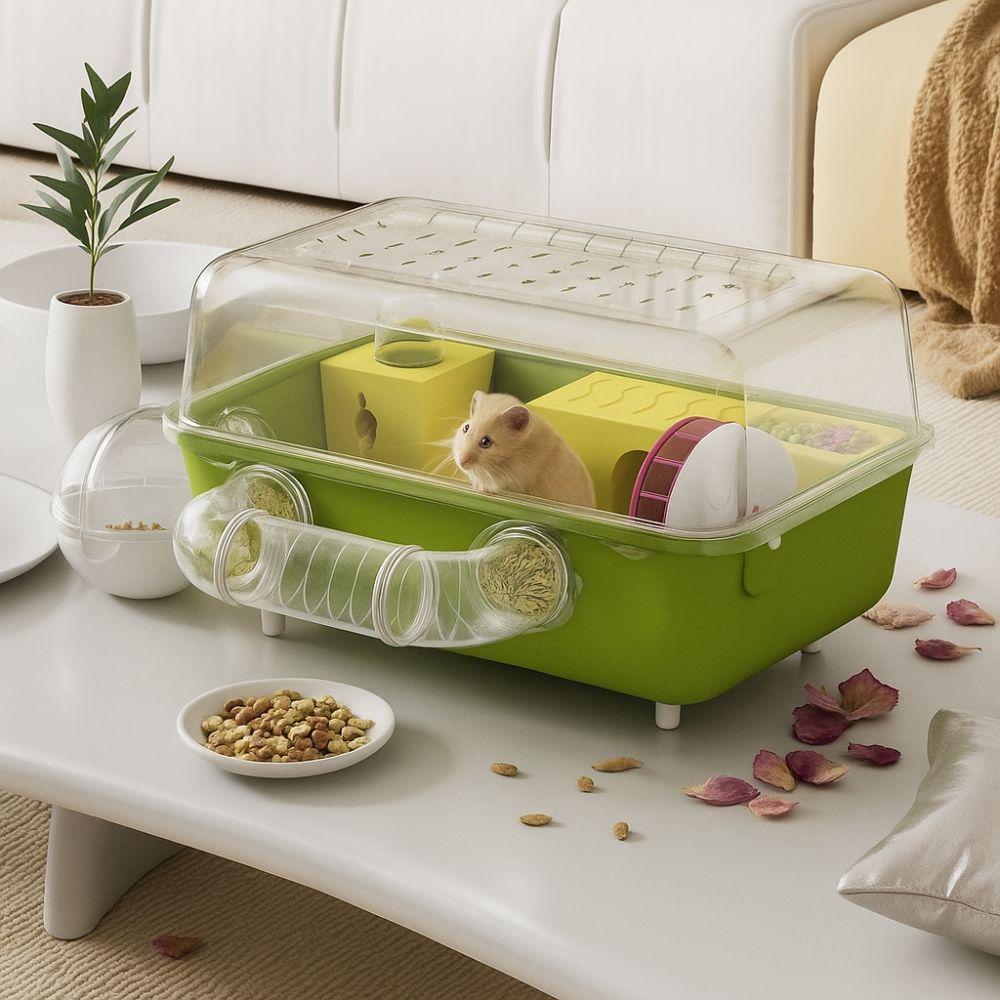 Running Wheel Animal Observation Cage Double Clear Hamster Luxury Villa  Exercise Playing