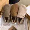 Birkenstock Shoes Women's 2025 New Winter Velvet All-inclusive Leather Spring and Autumn Single Shoes Flat-bottomed One-pedal Doudou Shoes Cotton Sho