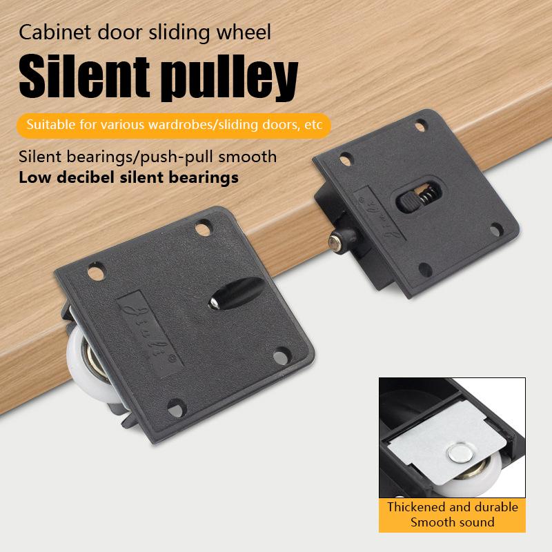 2 paar kledingkast plastic plat thuis schuifdeur katrol zwarte schuifdeur wiel kast nylon katrol hangwiel