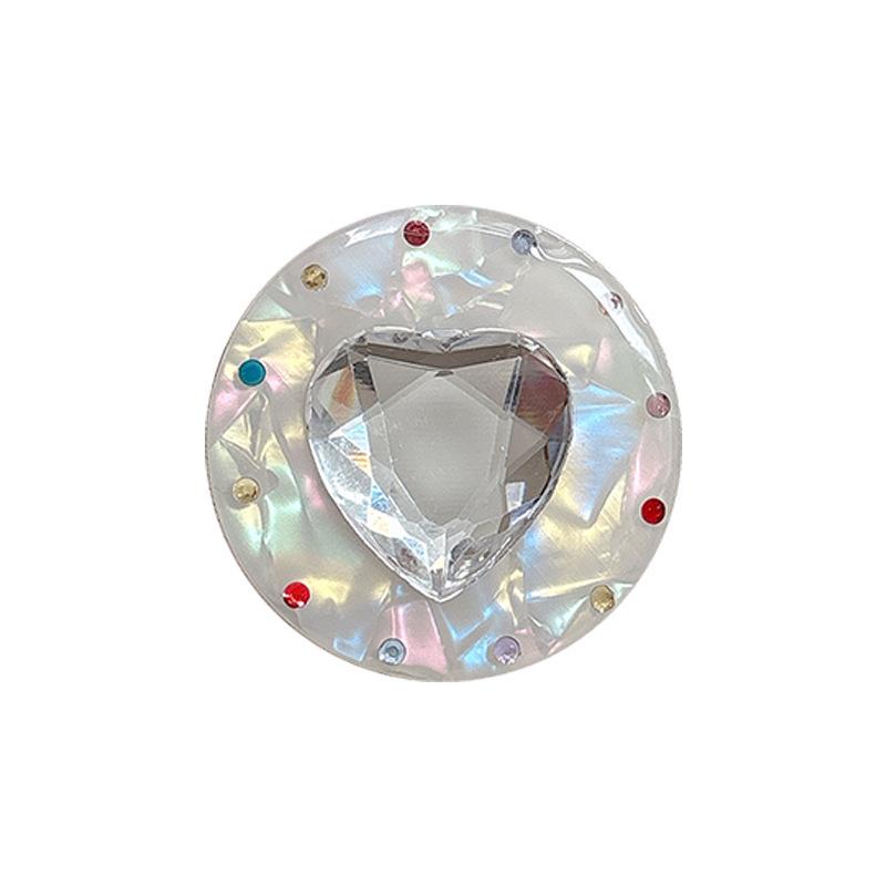 Colorful Heart Gem Rhinestone Magnetic Phone Holder with MagSafe-Compatible Retractable Finger Ring