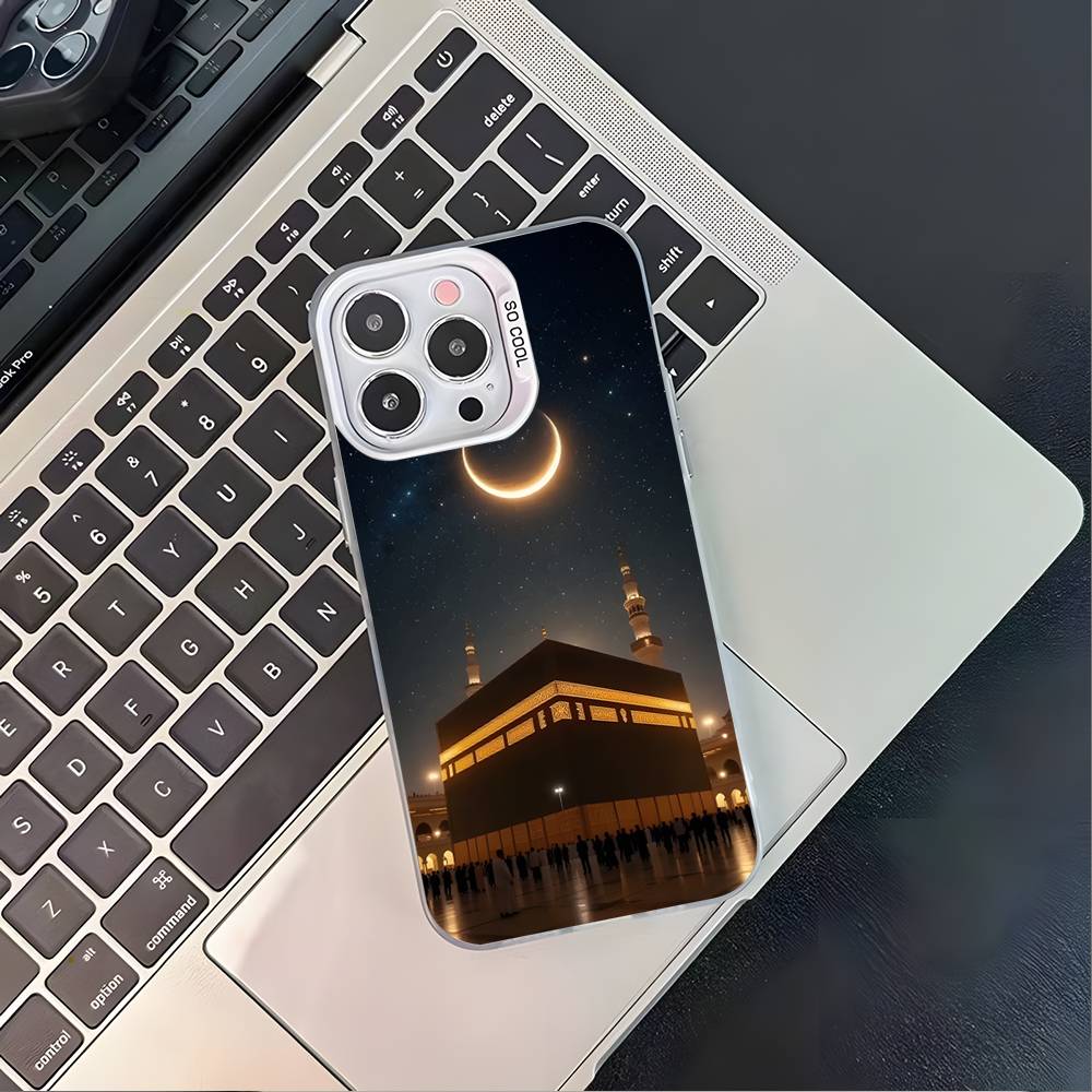 Moslimský a Kaaba Pouzdro na telefon Pro iPhone 17,16,15,14,13,12,11,Pro,XS,Max,Plus,Mini,SE4,E Bílé Matné Nárazuvzdorné Kryt