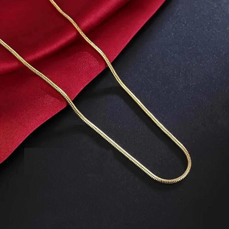 1Pc Fashionable Golden Plated Round Snake Chain Necklace 16inch-30inch for Men Women DIY Pendant Necklace Making Charms Accessories