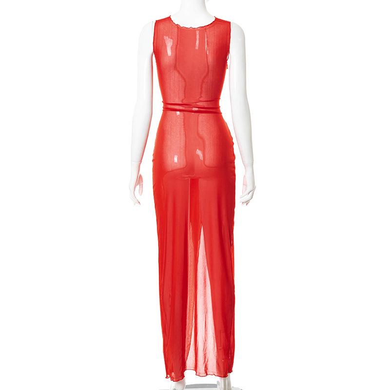 M21DS261 Frühling/Sommer 2023 Europäisch-Amerikanisches Damen Sexy Durchsichtiges Netz Rückenfreies Enganliegendes Kleid