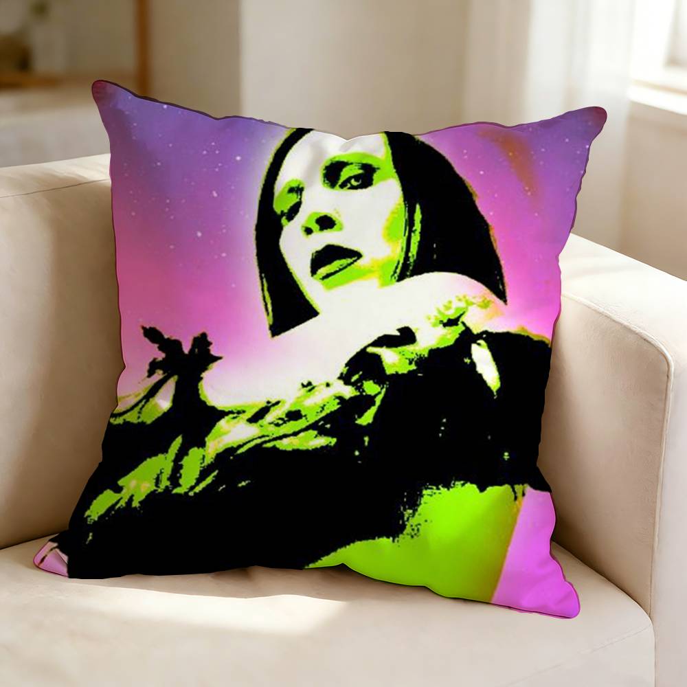 MMarilyn Manson Rock Singer Square DoubleSided Printed Pillow Case Bedroom Bedside Pillow Sofa Cushion Cover