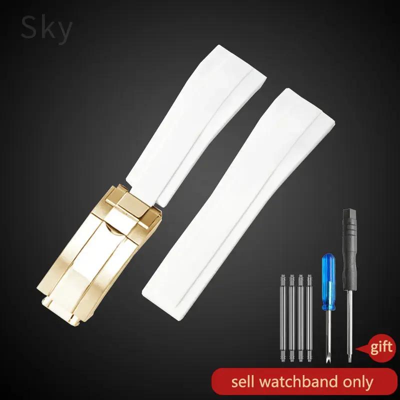 Paski do zegarka Daytona Yacht Log Czarny Zielony Water Ghost Zakrzywione zakończenie 20mm Silikonowy Wypukły Interfejs Czerwony Niebieski Pasek do zegarka