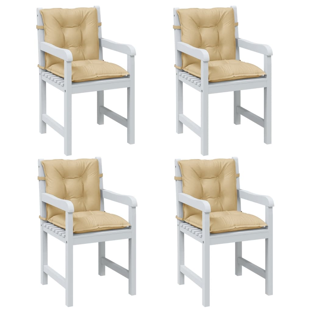 Low back Chair Cushions 4 pcs Beige Melange 100 x 50 x 7 cm Fabric