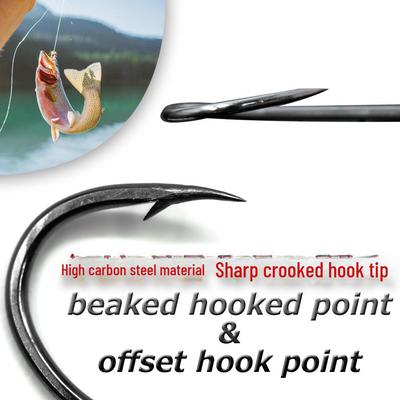 Angelhaken-Set aus Kohlenstoffstahl mit langem Griff und gekrümmter Öffnung und weichem Wurmköder.