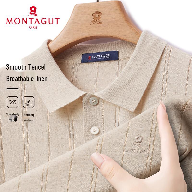 MONTAGUT Men s Linen Blend Polo Shirt XL (52)