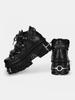 Punk Style Metal Decoration Women Ankle Boots Black Lace-up Platform Shoes British Style Lace Up Women Motorcycle Boots Cool