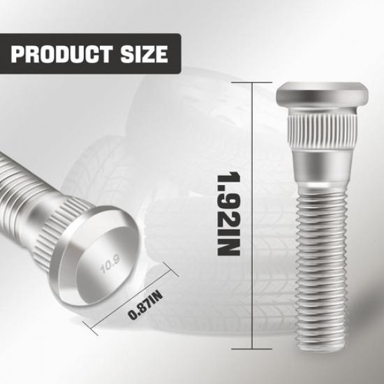 5Pcs Car Wheel Studs, 49mm Long & M12x1.5 Steel Lug Bolts, Steel Tire Studs R