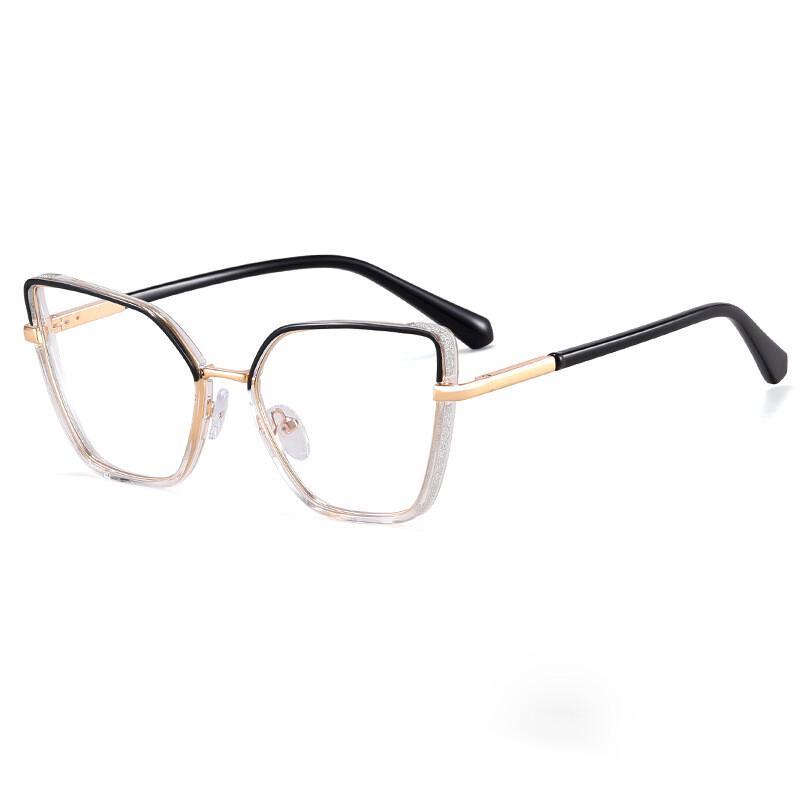 TR90 Anti Blue Light Cat Eye Reading Glasses Women Spring Metal Frames Ultralight Presbyopia Eyeglass Glitter Computer Glasses