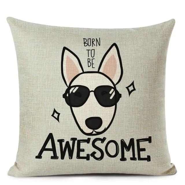 Bull Terrier Cushion Cover Cute Dog Printed Throw Pillows Cover Car Sofa Decorative Pillowcase Home Decor 45x45cm