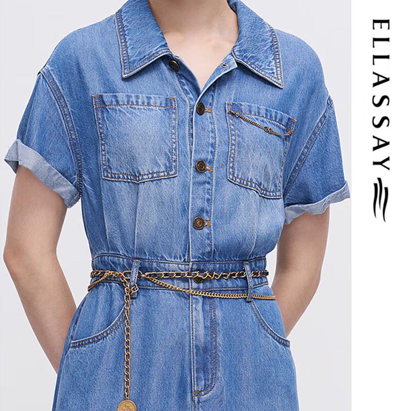 ELLASSAY Spring/Summer Slit Denim Shirt Dress