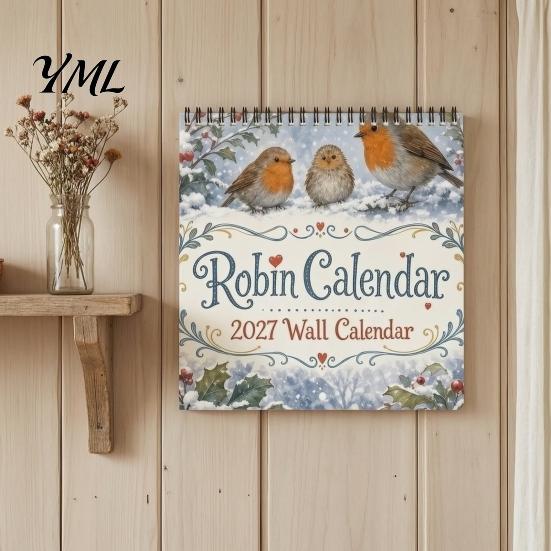 Important Date Reminder 2027 Bird Wall Calendar, 12-Month Monthly Planner for Home Office Kitchen, Festival Event Lunar Calendar with Beautifully