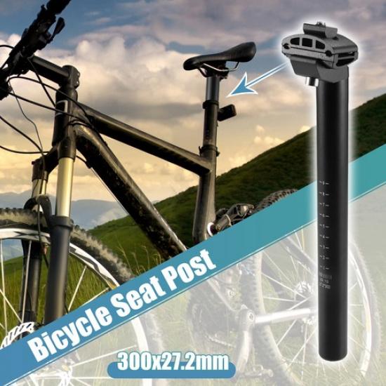 27.2x300mm Bike Seat Post Aluminum Alloy Bicycle Bike Seat Tube Mount Black