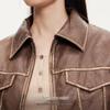 VEROMODA Women's Lapel Contrast Stitch Faux Leather Jacket