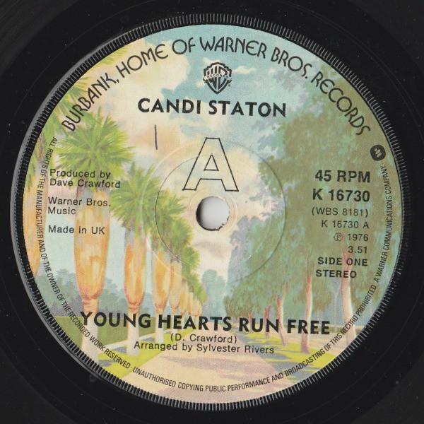 7inch Record CANDI STATON  Young Hearts Run Free K16730 Warner Bros. Re 1976 UK SoulFunk Used