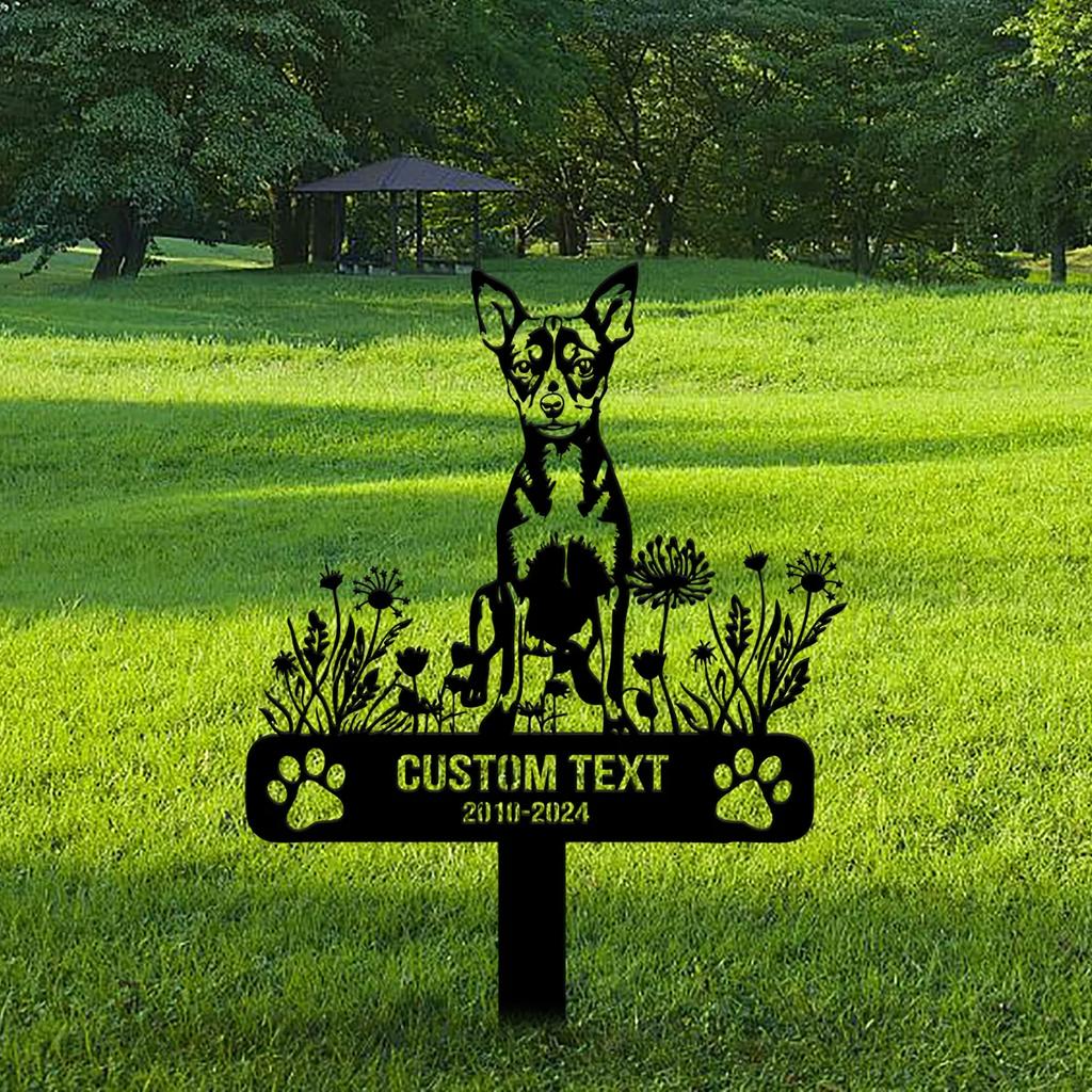 Custom Fox Terrier Dog Memorial Garden Stake, Personalized Metal Yard Sign for Pet, Outdoor Animal Grave Marker, Garden Decor