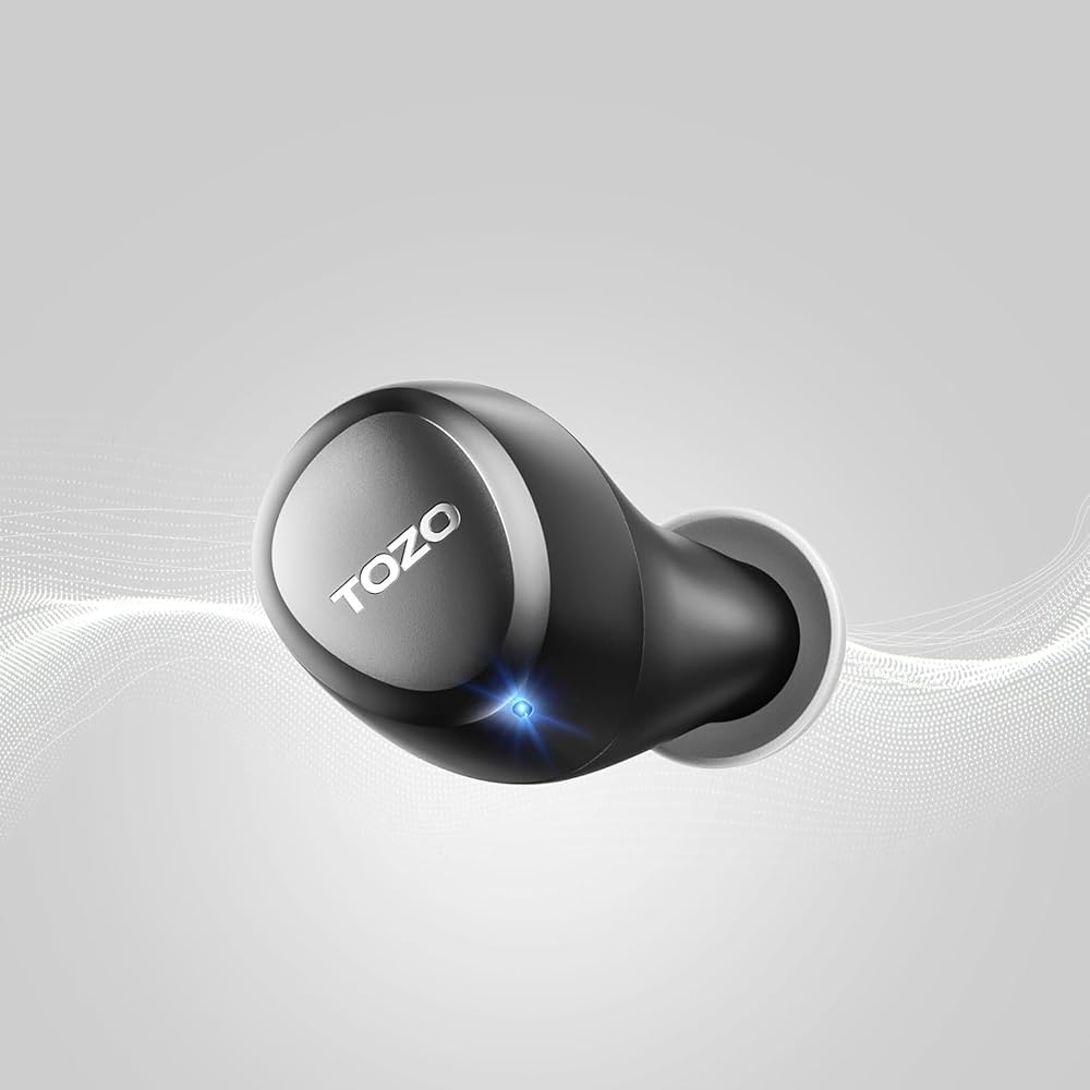 TOZO A1 Earphones Bluetooth Wireless Earphones, Mid-Low Frequency Range, Warm Sound Quality, Small, Lightweight, Comfortable, Built-in Microphone, AI 