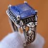 Eagle Shape Blue Opal Ring - Simple Square Gemstone Jewelry for Women