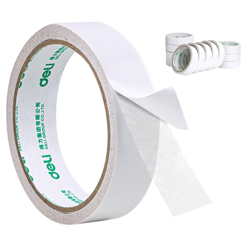 Deli 30403 High-Adhesion Cotton Paper Double-Sided Tape, 12-Roll Pack