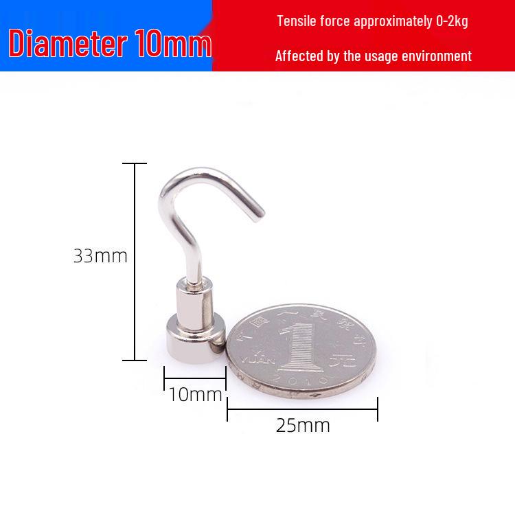 Strong Neodymium Magnet Hook, Hole-Free, Industrial-Grade for Refrigerator