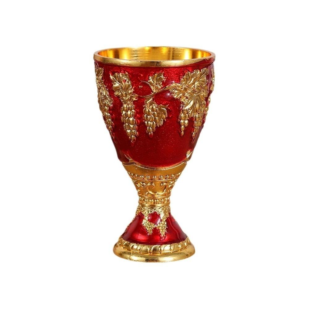 Decorative Grape Wine Glasses European Style Vodka Goblet Liquor Glass Vintage Metal Wine Cup Gift