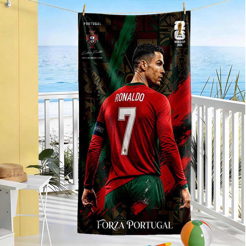 Cristiano Ronaldo Beach Towel Super Soft & Absorbent Comfortable Lightweight Suitable for Sports, Travel, Swimming, Yoga, Bathroom, Beach, And Pool