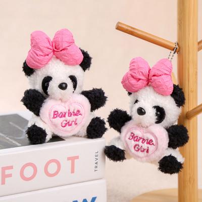 Laço amor panda boneca boneca fofa pingente de boneca pingente de bolsa para menina chaveiro de pelúcia