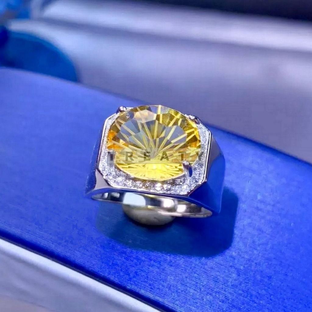 Citrine Oval Cut Gemstone With 925 Sterling Silver Ring For Men's #283 JL375732339953