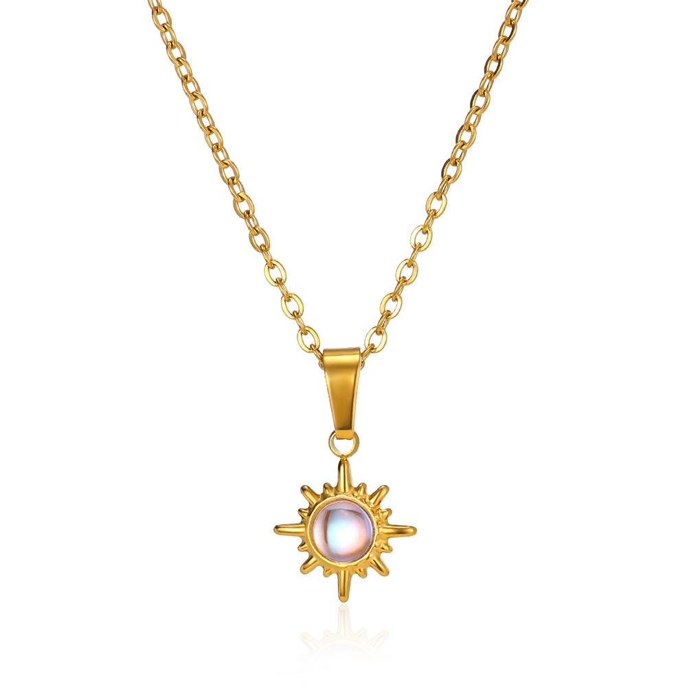 Stainless Steel Geometric Necklace For Women Fashion Sun Sunflower Pendant Clavicle Chain Aesthetic Jewelry Accessories Femme