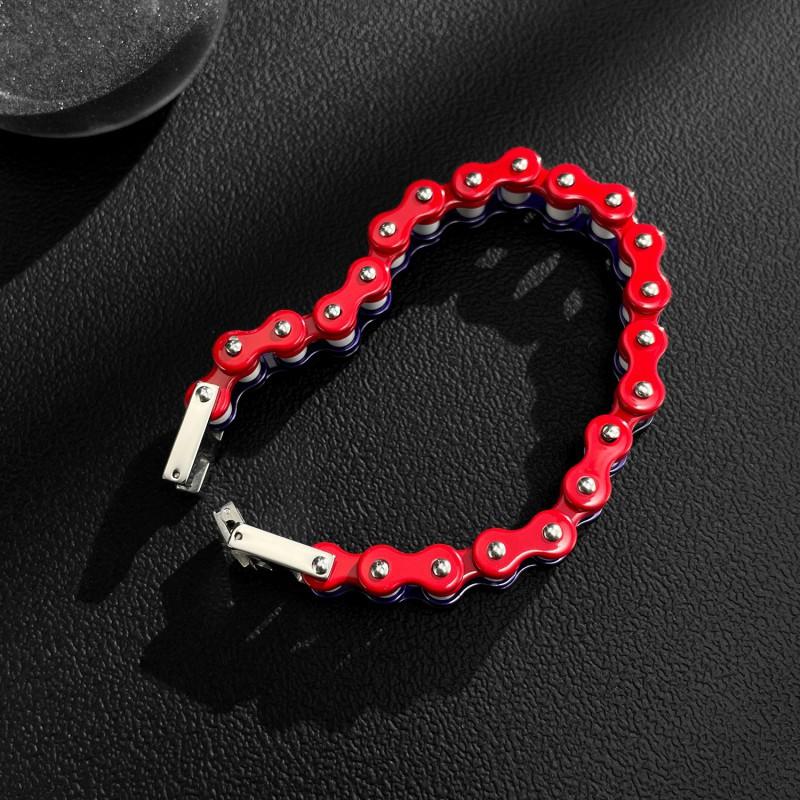European American Personalized Bracelet Men's Stainless Steel Trendy Fashion Versatile Color Motorcycle Chain Titanium