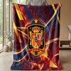 Spain Football Printed Flannel Blanket Skin Friendly Warm Decorative Throw for Indoor Couch Bed Daily Use