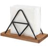 1pc Solid Wood Triangular Tissue Holder Stainless Steel Napkin Holder Desktop Tissue Base Restaurant Table Tissue Storage Rack
