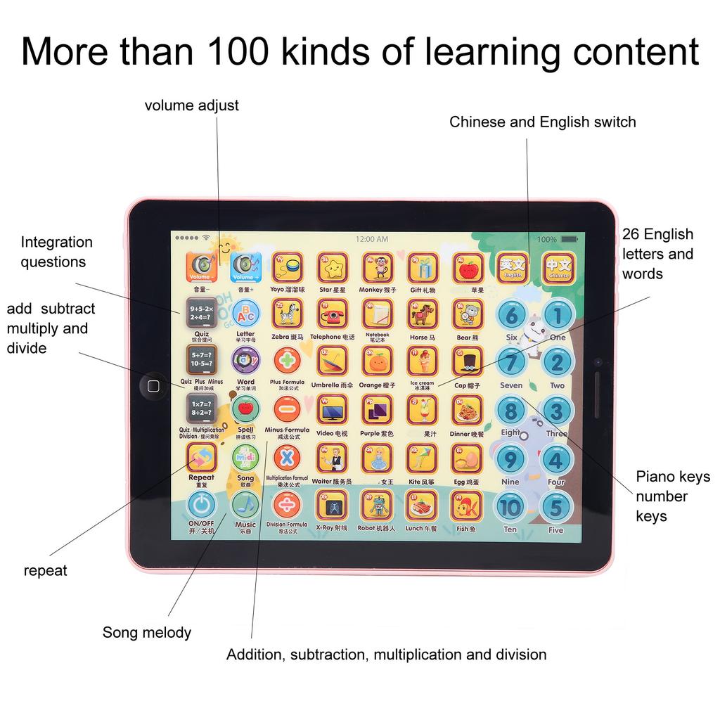 ABS Kid Children Tablet Pad Learning Letters Words Numbers Educational Electronic Toy