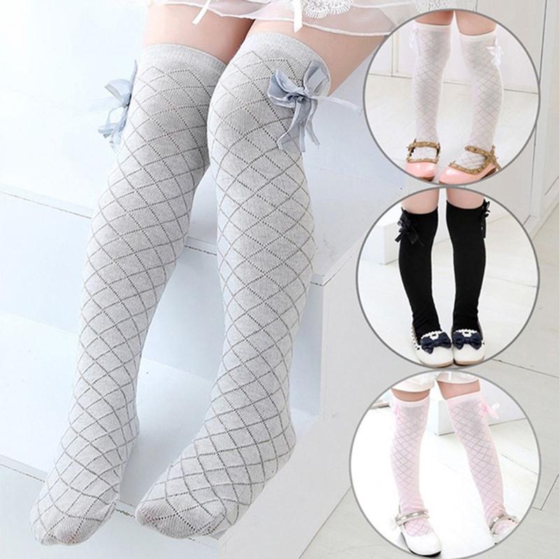 Buy Free Size Legs Warm Stockings Plaid Jacquard Breathable Lace Bow