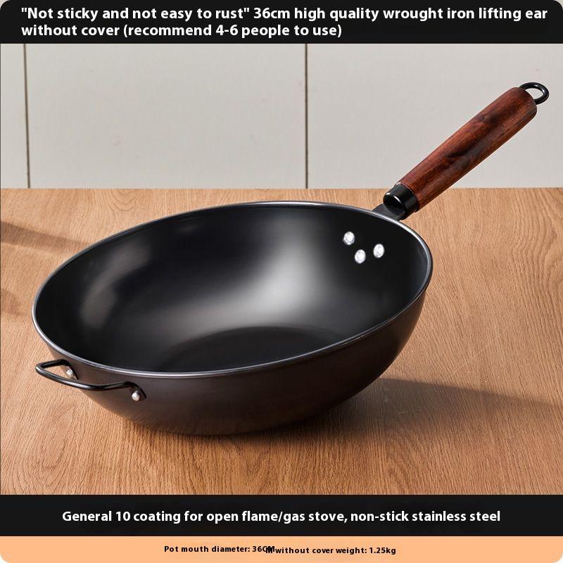 GIANXI Chinese Kitchen Cooking Pot Cookware Iron Pot non-stick Home Pot Cooking Iron Pot Uncoated Pot Kitchen Frying Pan Pan 34cm