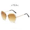 Classic Vintage Fashion Oversized Rimless Sunglasses for Women Famous Luxurious Brand Design Sexy Diamond Square Shape Sun Eyeglasses For Female