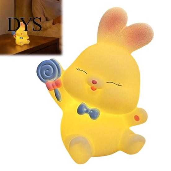 Cute Room Decor Accessories Bunny Night Light, Cartoon Rabbit Nursery Battery Operated Table Lamp, Birthday Gift for Kids Kawaii Animal Lamp with Warm