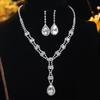 Black, Blue, Red and White High-level Sense of Super-flash Full of Diamonds Droplets Necklace Earrings Two-piece Bridal Jewelry Set