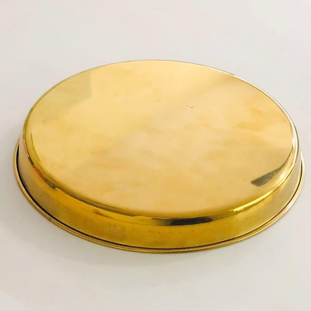 RSINC Kupfer Pooja-Teller für Ihr Zuhause Pooja Aarti Vergoldetes Dinner-Thali, Serviergeschirr & Tischgeschirr für Zuhause, Hotelrestaurant Packung mit 1 (9,5 Zoll) |