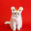 Traditional Style Chinese Pet Headwear Cartoon Lion Wakeup Hat For Spring Celebrations Festival
