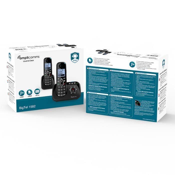 Téléphones Fixes DUO Avec Répondeur Amplicomms 1582 +90dB