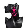Punk Neon Color Star Acrylic Dangle Earrings For Women Girl Hollow Geometric Pentagram Long Drop Earrings Fashion Jewelry Gifts