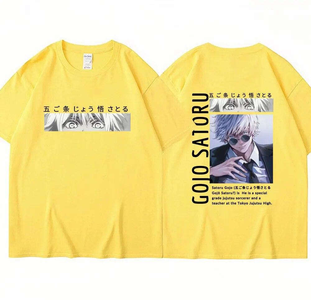 Japan Anime Jujutsu Kaisen Tričko Gojo Satoru Harajuku Manga Krátký rukáv Unisex Dámské Cool trička Streetwear Y2k Oblečení Topy